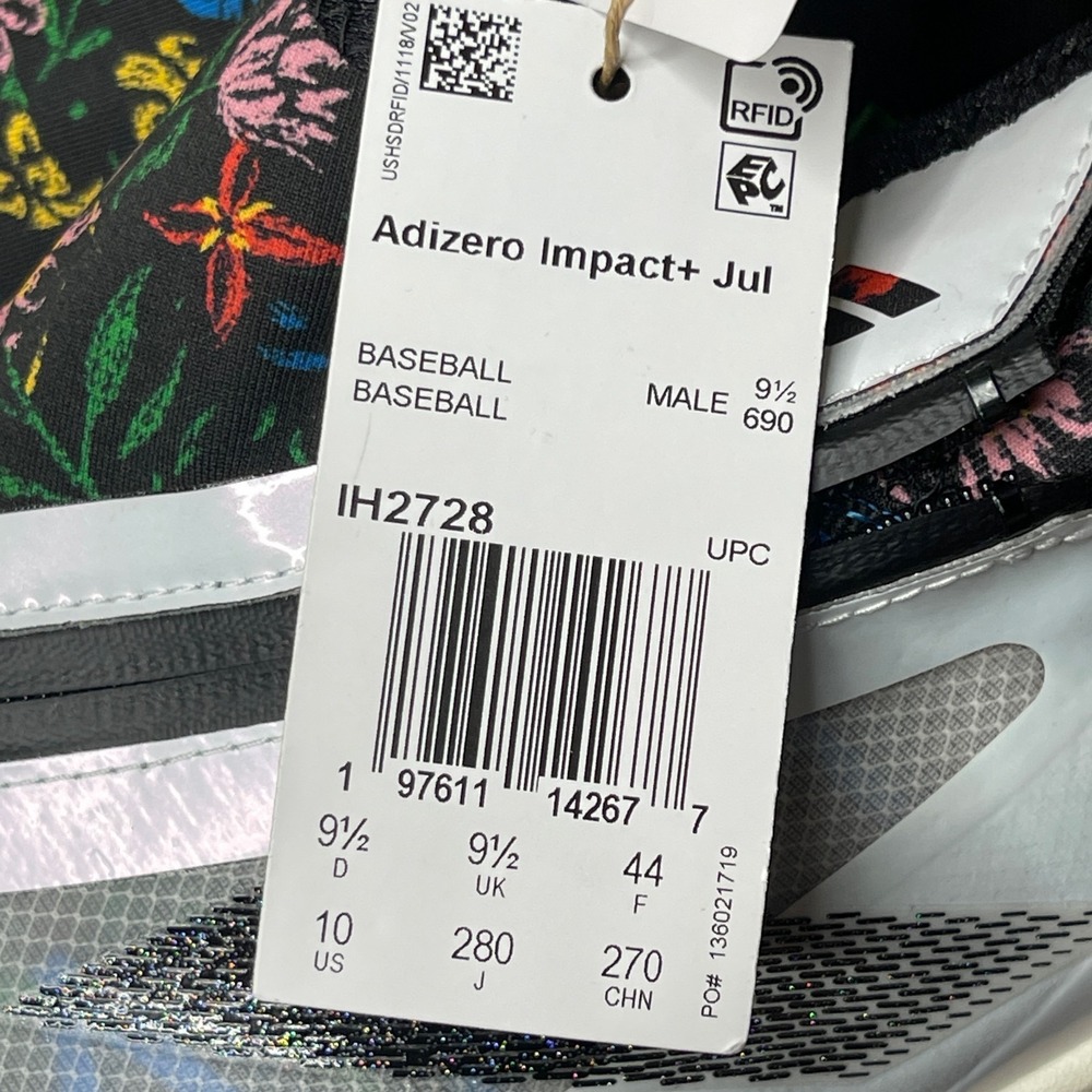 Adidas Adizero Impact+ Baseball Julio Rodriguez Size 10 Floral Cleats IH2728 nby - Picture 6 of 11